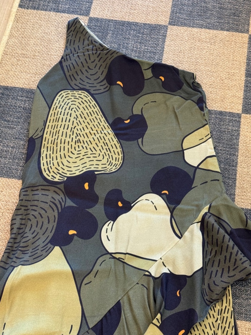 Farm Rio Military Cashew One Shoulder Midi Dress